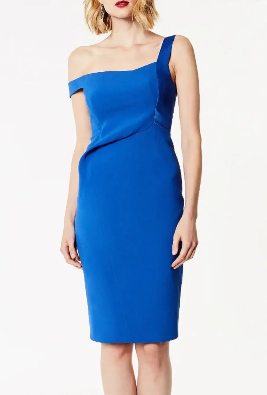 Karen Millen Asymmetric Strap Bodycon Dress Royal Blue 4